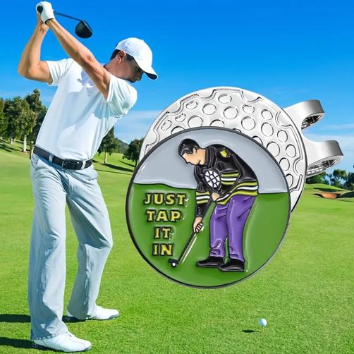 (Just Tap It In) Premium Golf Ball Marker with Magnetic Hat Clip - Durable and Strong Hold for Easy Access on the Course