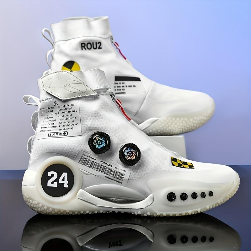 Unisex Trendy High Tip Basketball Shoes With Good Shock Absorption, Comfy Non Slip Breathable Sneakers For Men's & Women's Outdoor Activities