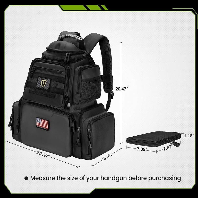 Tactical Range Backpack Bag for Gun and Ammo with Pistol Case