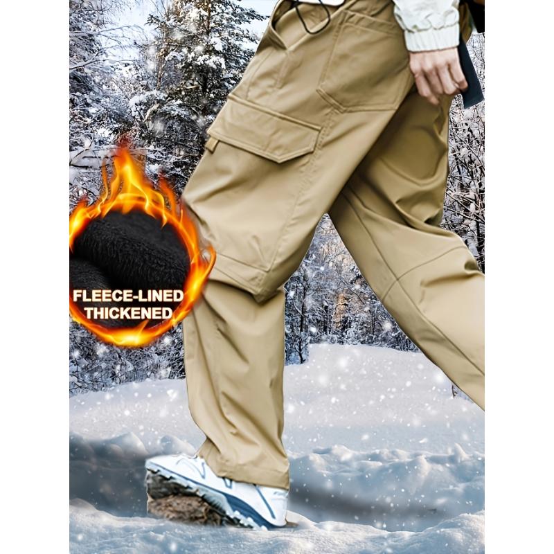 Men's Fleece-Lined Winter Cargo Pants - Waterproof, Windproof & Thick Hiking Trousers with Multi-Pocket Design | Warm, Breathable & Durable for Cold Weather