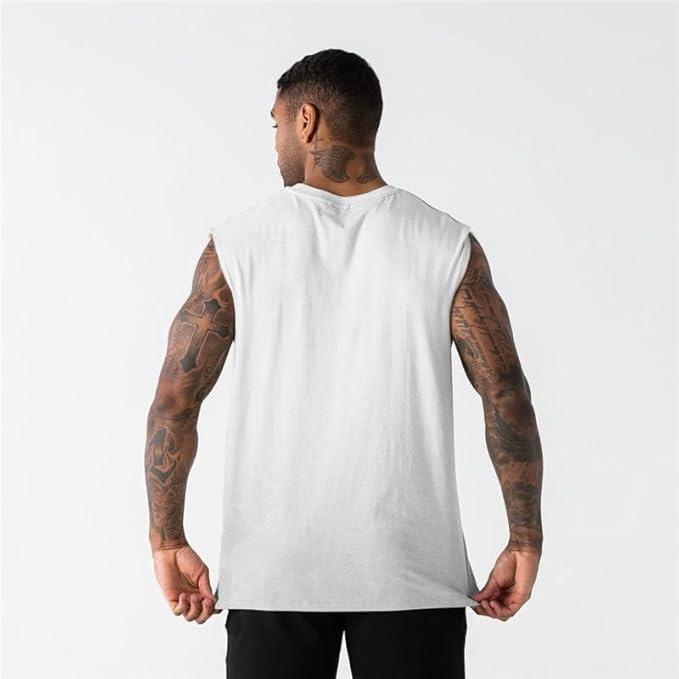 Men's Tank Tops 3 Pack Sleeveless Muscle Workout Tank Tops for Men Mesh Material Running Gym Muscle Beach Fitness Shirts