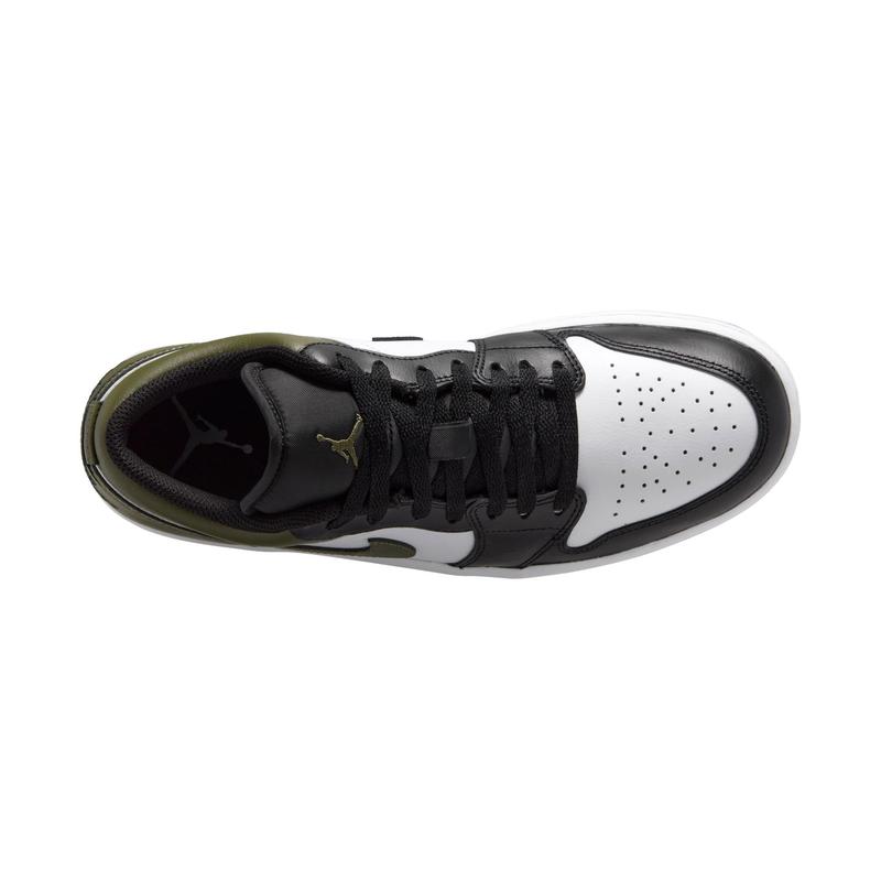 Men's Jordan 1 Low Black White-Medium Olive (553558 092)