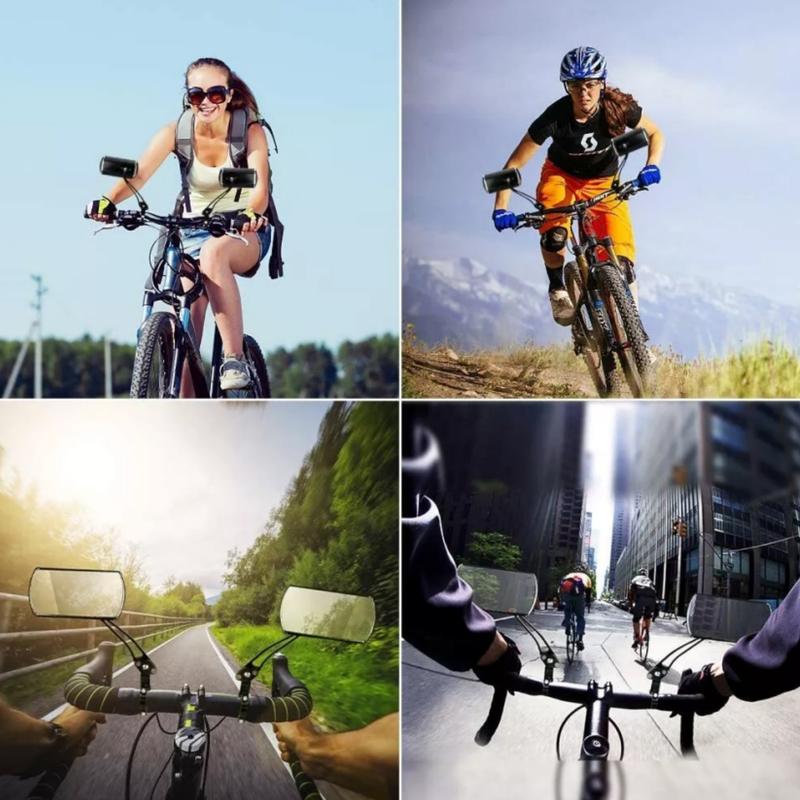 1 Pair Bike Bicycle Rear View Mirror Glass Replacement, Left Right Cycling Aluminum Set Universal For 1