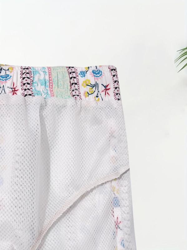 Men Swim Trunks, Men's Ethnic Pattern Drawstring Waist Beach Shorts, Gym Shorts, Boho Comfy Breathable Pocket Design Shorts for Summer, Men's Beach Shorts for Daily Wear