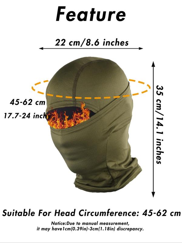 Sporty Unisex's Solid Color Face Mask, Windproof Warm Face Cover, Sports & Outdoor Clothing Accessories for Skiing Cycling