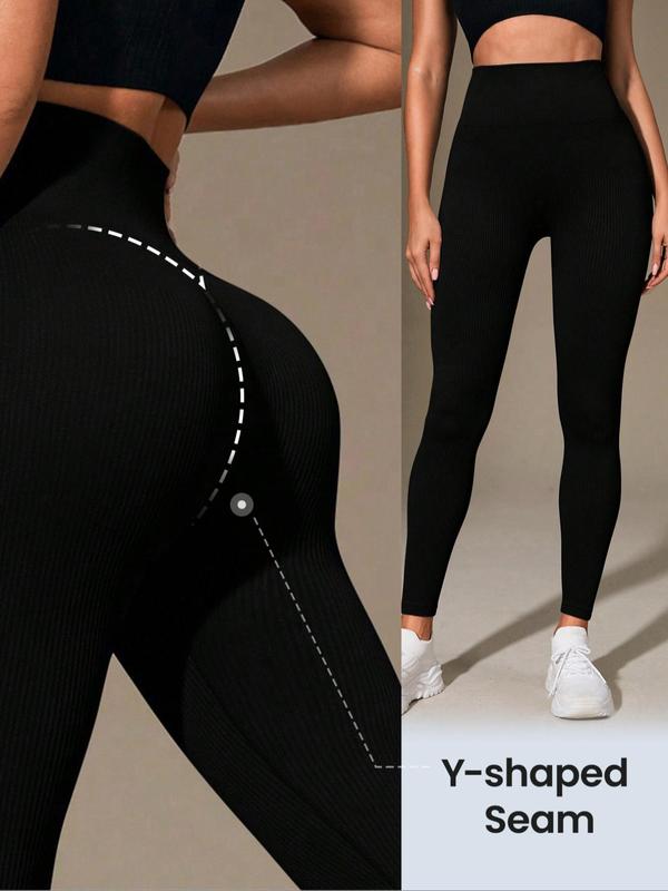 Women's Solid High Waist Sports Leggings, Breathable Comfortable Skinny Pants for Yoga Gym Workout Running, Ladies Sportswear for All Seasons