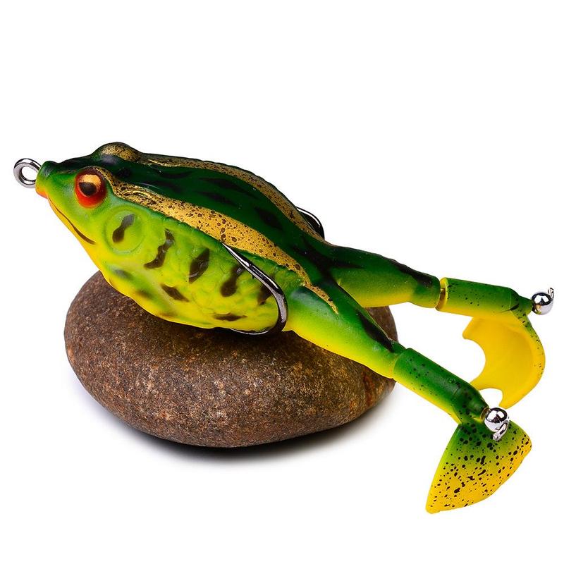 Rotating Tail Crankbaits with Floating Design, 3 Counts Lifelike Frog Lures Kit, Silicone Made, Easy To Use, Outdoor Fishing Accessories