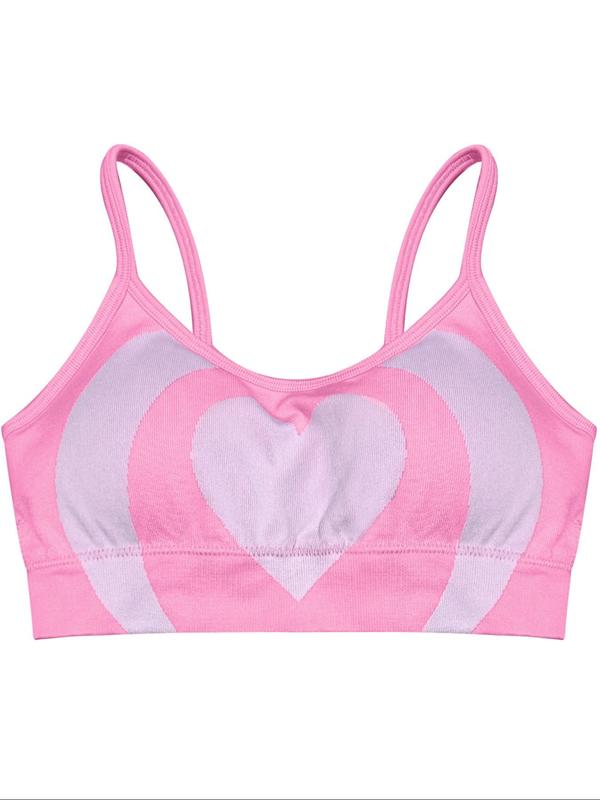 Two-Piece Set Women's Heart Print Sports Bra & High Waist Ruched Shorts Tracksuit Set, Casual Sporty Breathable Outfits for Yoga Gym Workout Running, Ladies Sportswear for All Seasons