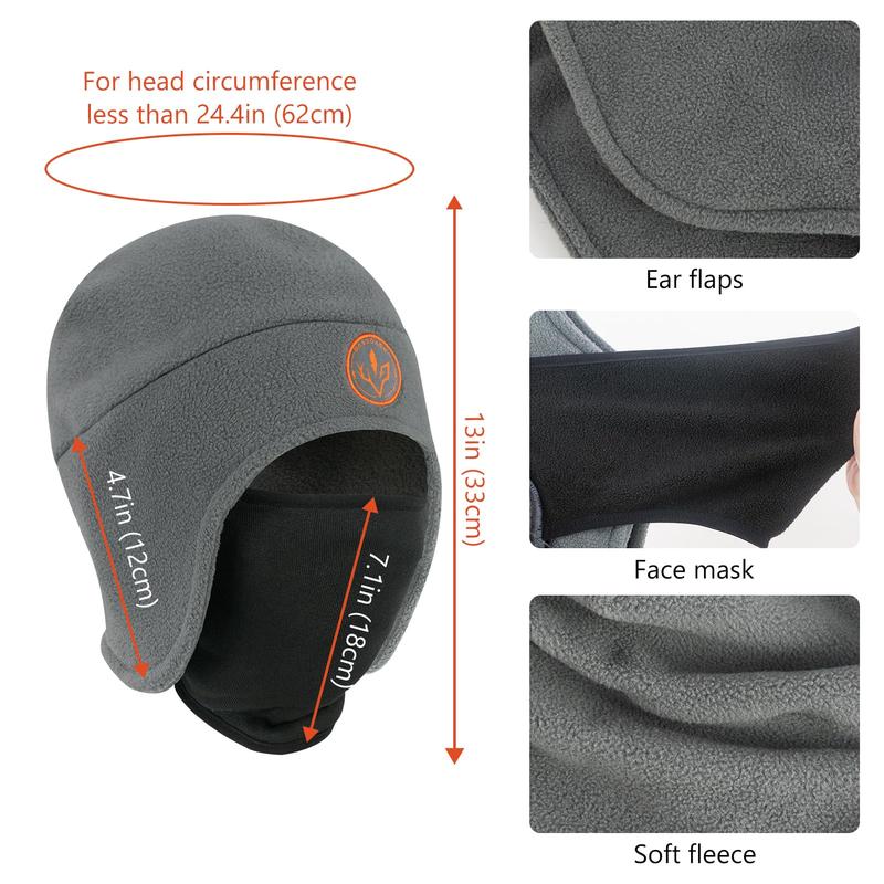 Soft Fleece 2-in-1 Hat with Ski Mask & Ear Flaps – Winter Beanie for Men & Women, Ideal for Ice Fishing, Hunting, and Cold Weather