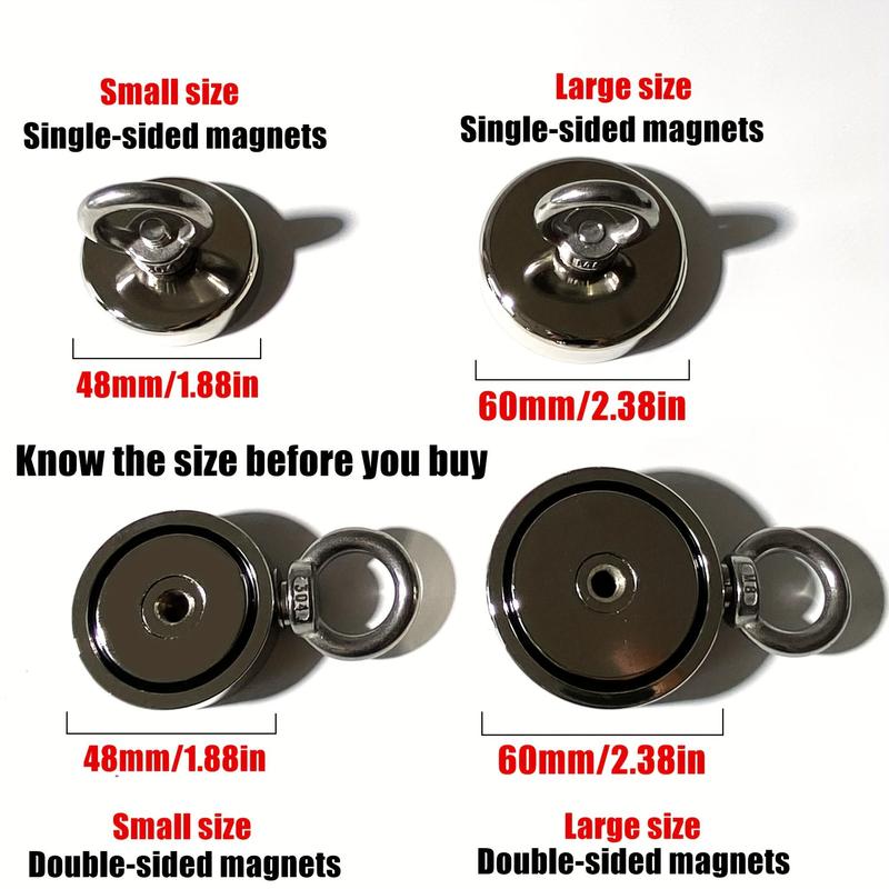 4-in-1 Fishing Magnet Kit, 1 Count Outdoor Salvage Set with 65ft Rope & Gloves & Carabiner, Professional Fishing Accessories for Outdoor