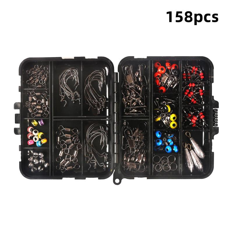 Fishing Lure Set, 158pcs box Fishing Swivel Snap Fishing Weight & Nail Weight, Professional Fishing Accessories for Various Water Bodies