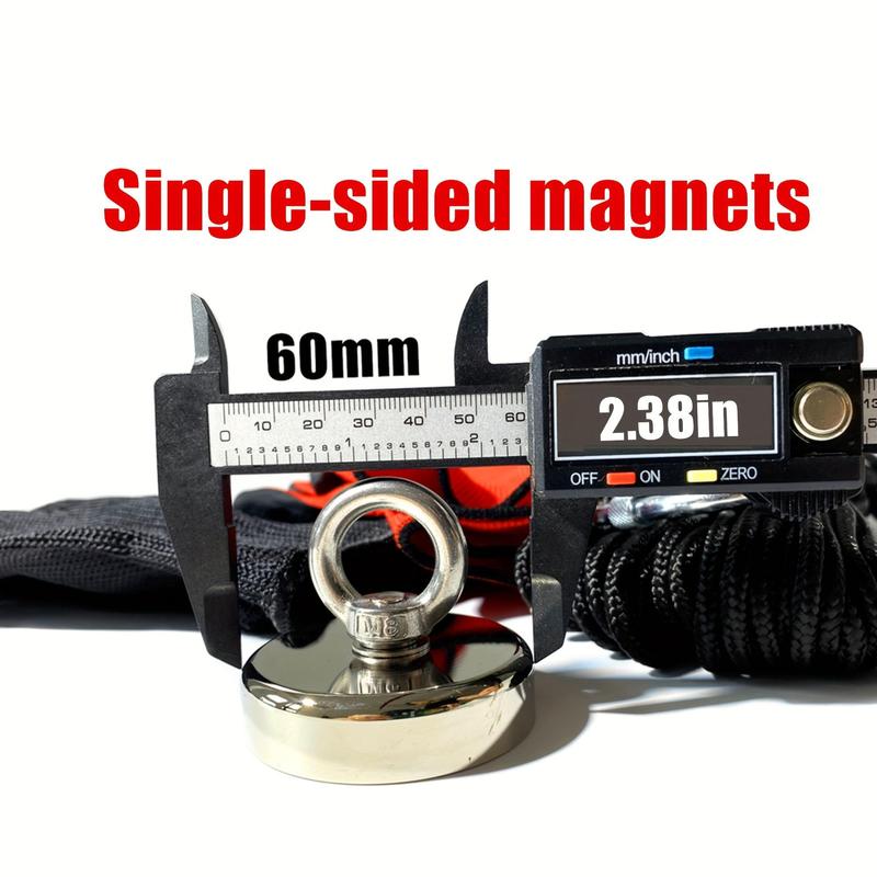 4-in-1 Fishing Magnet Kit, 1 Count Outdoor Salvage Set with 65ft Rope & Gloves & Carabiner, Professional Fishing Accessories for Outdoor