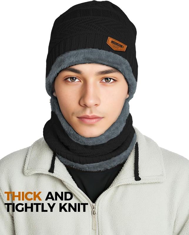 Beanie Hats for Men Women Neck Warmer Cold Weather Gear Men Gift Set for Winter Hat Neck Scarf Guys Face Mask Snow Suits