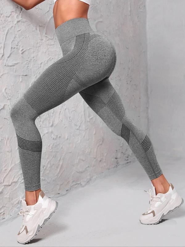 Women's Striped Print High Waist Sports Leggings, Casual Comfy Breathable Skinny Pants for Yoga Gym Workout Running, Women Sport & Outdoor Clothing for Spring & Fall