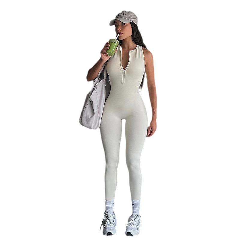 Spring and Summer Jumpsuit Sports Yoga Pants Female Hot Girl Sexy Back Hollow Elastic Tight Jumpsuit