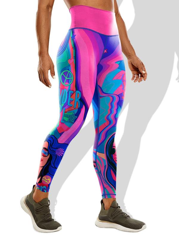 Women's All Over Print High Waist Leggings, Casual Comfy Breathable Skinny Pants for Yoga Gym Workout, Ladies Bottoms for All Seasons
