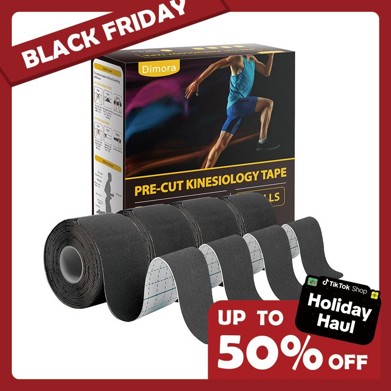 Kinesiology Tape 4 Rolls - Elastic Cotton Athletic Tape, 16.4 ft 80 Precut Strips in Total, Medical Grade Adhesive Sports Tape for Muscle Pain Relief and Joint Support