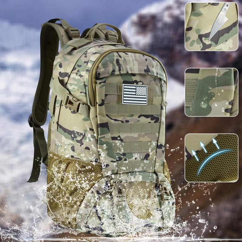 Tactical Backpack for Men Hiking Day Pack Molle Military Rucksack Waterproof 30L EDC Bag with USA Flag Patch