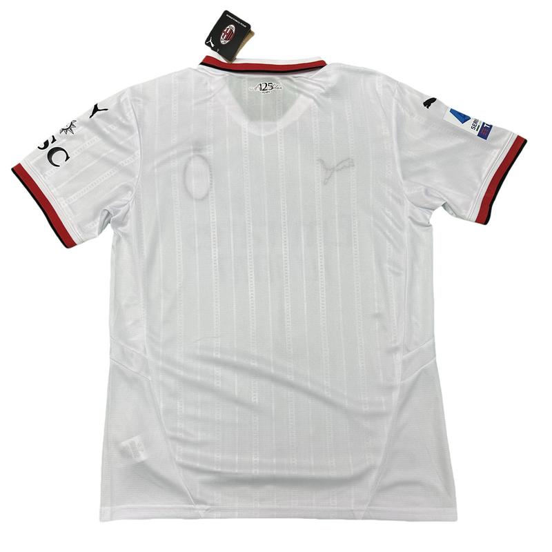 Puma 2425 Italian Serie A AC Milan Away Short Sleeve White Top Soccer Jerseys Quick Dry