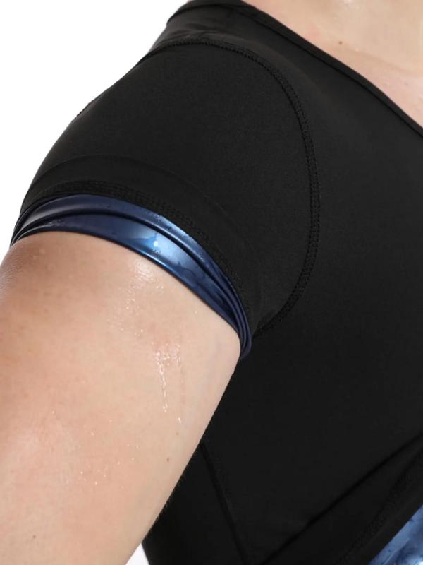 Men's Round Neck Short Sleeve Sauna Tee, Tight Sporty Compression T-shirt, Gym Clothing, Workout Gym Exercise Clothing for Men, T Shirts for Men, Gym Clothing