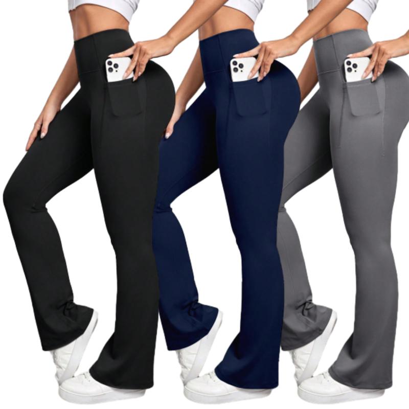 Arsoxy Women Flare Leggings with Pockets - High Waisted Yoga Pants for All-Season Wear - Fashion, Comfort