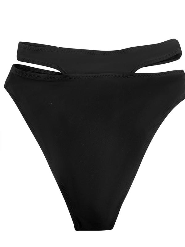 Women's 2pcs Plain Cut Out Bikini Set, Solid Color Spaghetti Strap Bikini Top & Swim Knicker Swimwear for Women, Sexy Swimsuit for Beach Holiday Vacation