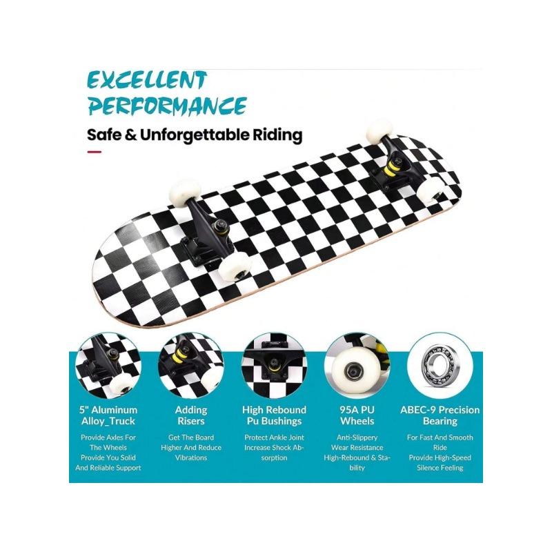 Skateboarding Is Suitable For Beginners, Adults, Teenagers, Girls, And Boys. It Is A 31 Inch Professional Complete Skateboard With 7 Layers Of Canadian Maple Double Kick Concave Long Board christmas 2024 ornament