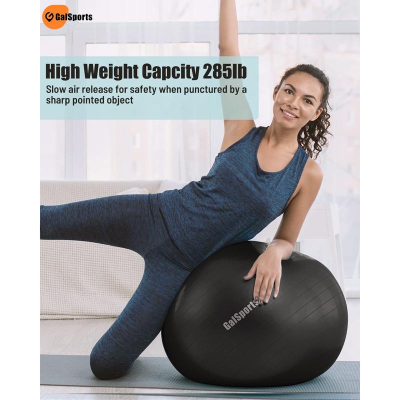 Galsports Yoga Ball Exercise Ball for Working Out, Anti-Burst and Slip Resistant Stability Ball, Swiss Ball for Physical Therapy, Balance Ball Chair, Home Gym Fitness GalSports