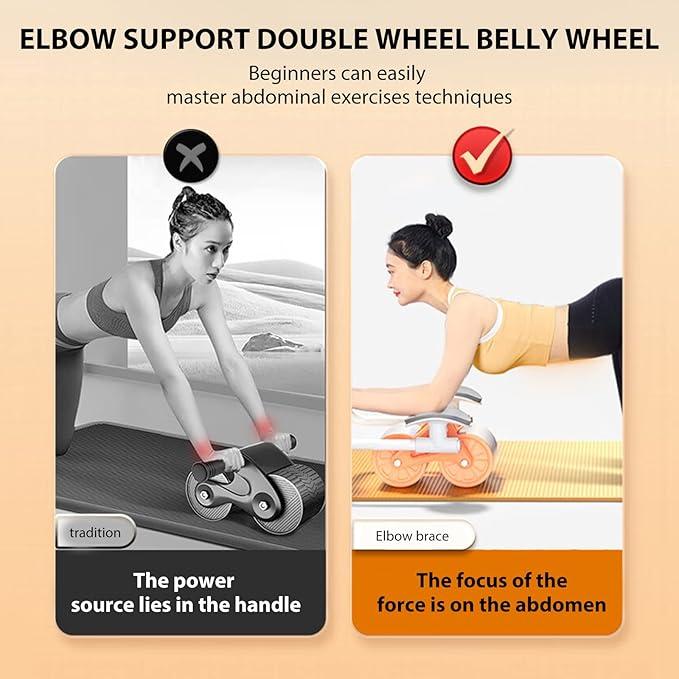 2024 New Ab Roller Wheel with Knee Mat &Timer, Automatic Rebound Abdominal Wheel, Ab Abdominal Exercise Roller with Elbow Support, Abs Workout Equipment Ab Exercise Roller for Women Men