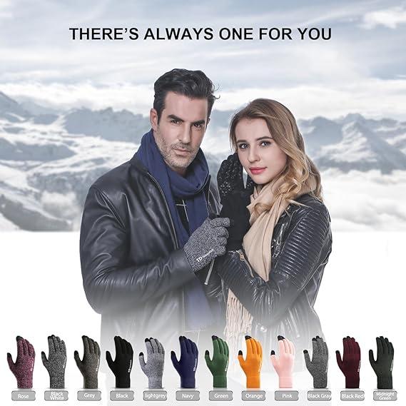 Winter Gloves for Men Women - Upgraded Touch Screen Cold Weather Thermal Warm Knit Glove for Running Driving Hiking