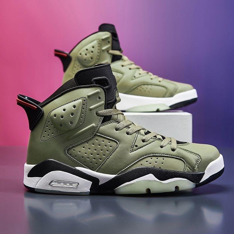 AJ Men's Shoes Student High-Top AJ6 Combat Basketball Sneaker Male Teenagers plus Size Joe 6 Comfortable Wear-Resistant Sneakers Sneaker