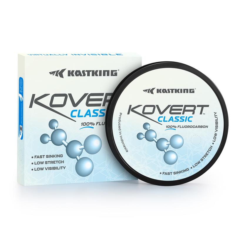 KastKing Kovert Classic 100% fluorocarbon Fishing line, Line or Leader Material, High Clarity, Low Visibility, Highly Abrasion Resistant, Fast Sinking, Great Handling, 125 & 250 Yard Spools