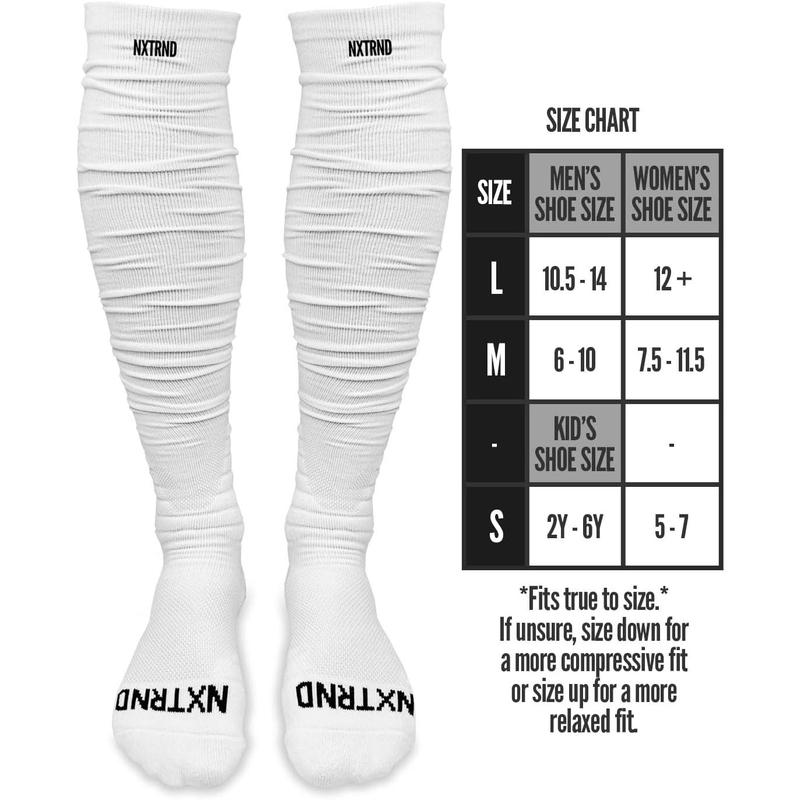 Scrunch Football Socks, Extra Long Padded Sport Socks for Men & Boys