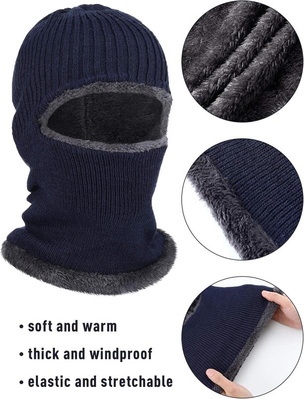 Ski Mask for Men Winter Knitted Full Face Mask Balaclava Hats 1 Hole Ski Mask Fleece for Men Women Winter Favors