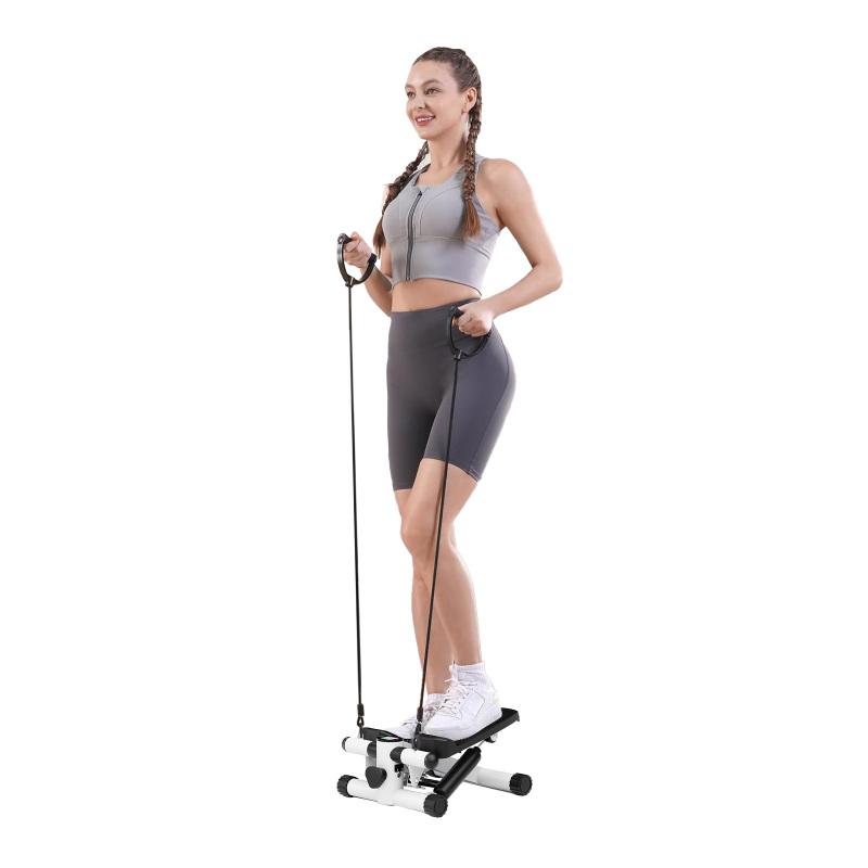 Mini Fitness Stepper, Hydraulic Fitness Stepper with Resistance Bands and Display, Silent Design, Weight Capacity 300LBS, Portable Stepper for Total Body Workout,11.3