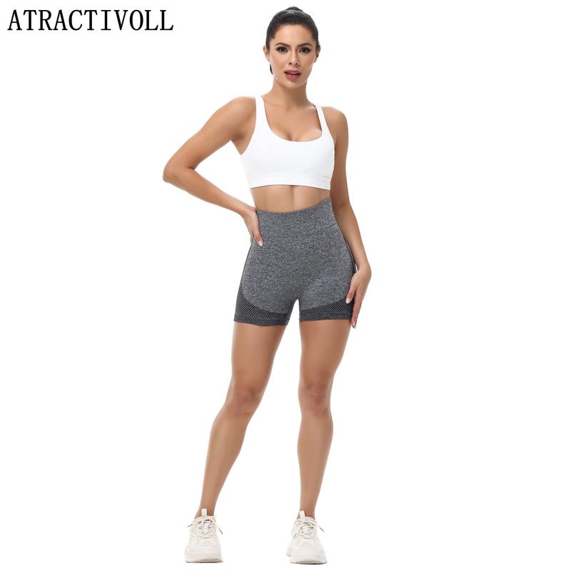 ATRACTIVOLL  1 2PCS Comfortable Stretch Shorts, Women's Summer Leggings for Outdoor Workout, Running Yoga Pants, Plus Size Yoga Pants womens shorts high waist skinny short