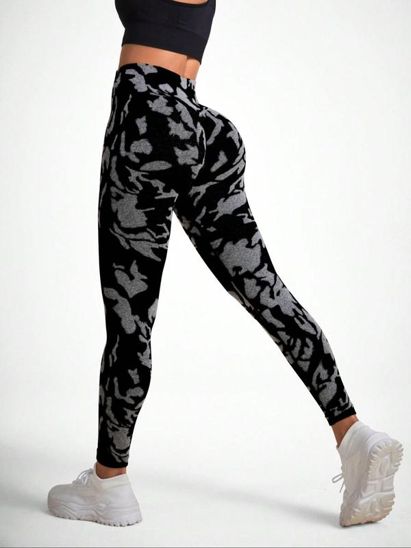 Women's All Over Print High Waist Sports Leggings, Sporty Comfy Breathable Skinny Pants for Yoga Gym Workout Running, Ladies Sportswear for All Seasons