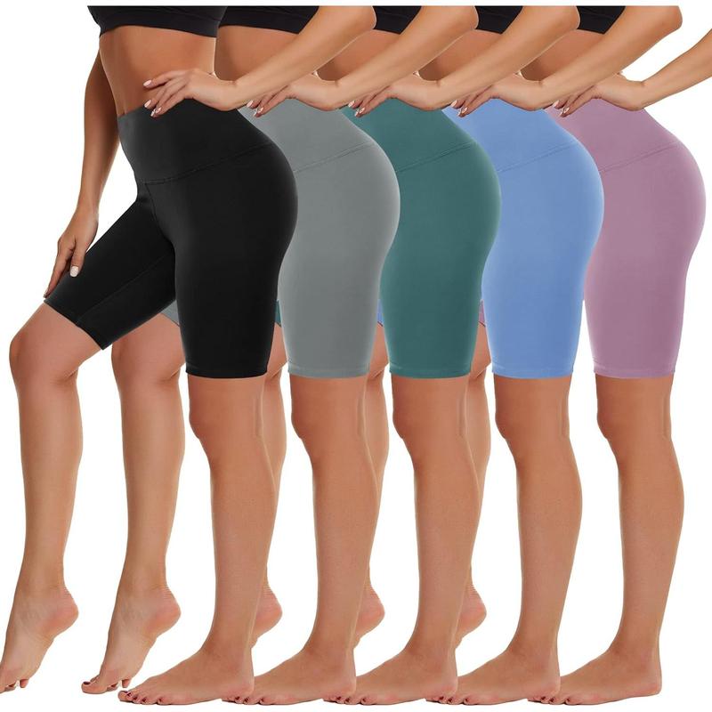 5 Pack High Waist Biker Shorts for Women - 8