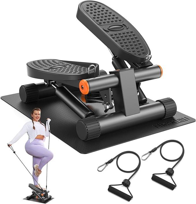 Niceday Steppers for Exercise with Resistance Bands and LCD Monitor - Space-saving Stair Stepper for Home and Office Use - 300LBS Loading Capacity