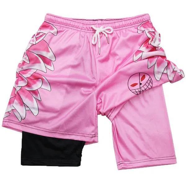 Men's Colorblock and Cartoon Print Drawstring Waist 2 in1 Sports Shorts,  Regular Fit Sporty Pocket Quick Drying Breathable Shorts, Gym Clothing 01