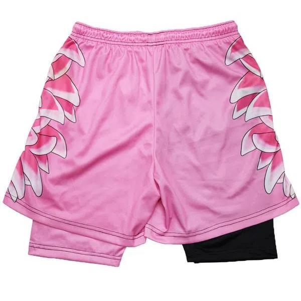 Men's Colorblock and Cartoon Print Drawstring Waist 2 in1 Sports Shorts,  Regular Fit Sporty Pocket Quick Drying Breathable Shorts, Gym Clothing 01