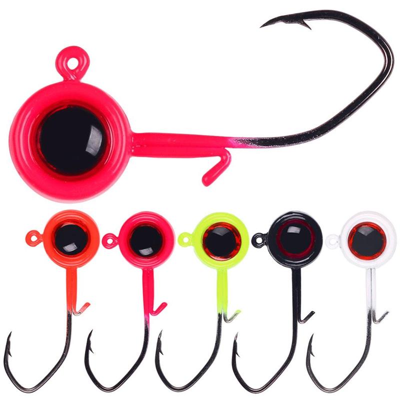 Fish Eye Design Jig Heads (75pcs), Mixed Size Soft Lures Bait Hooks for Freshwater and Saltwater Fishing, Outdoor Fishing Accessories