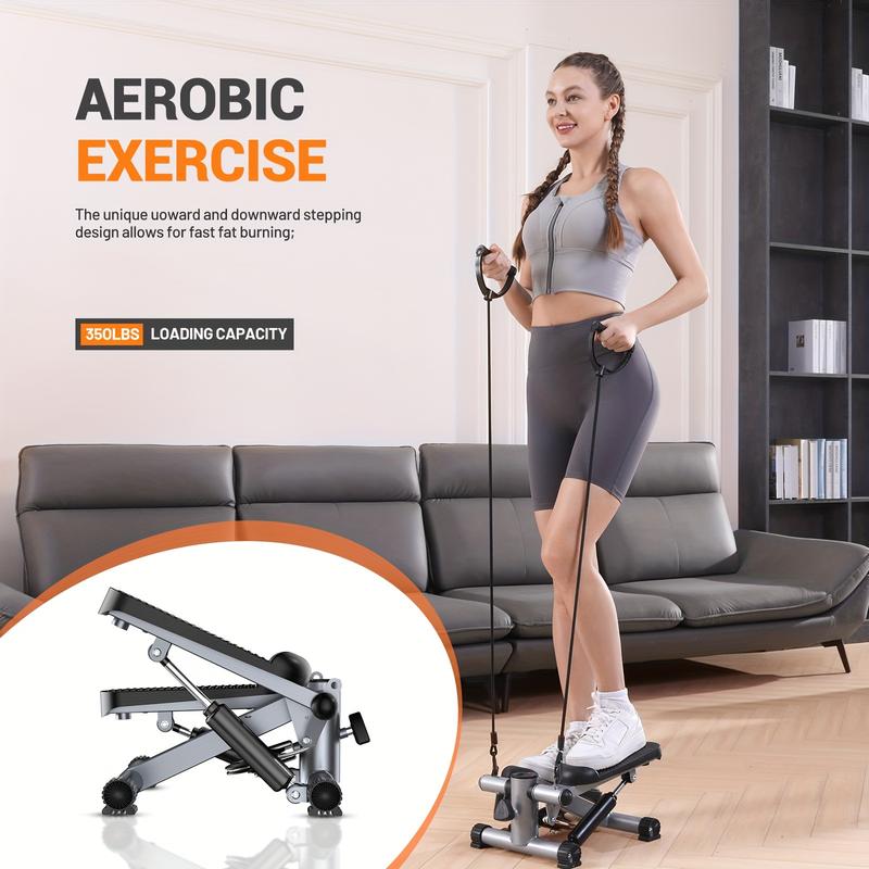 Exercise Treadmills, Small Treadmills, Home Fitness Equipment, Hydraulic Fitness Stairs with Resistance Band and Calorie Count, Bearing Force Is 350 Lbs and 400 Lbs. Best Christmas Gift