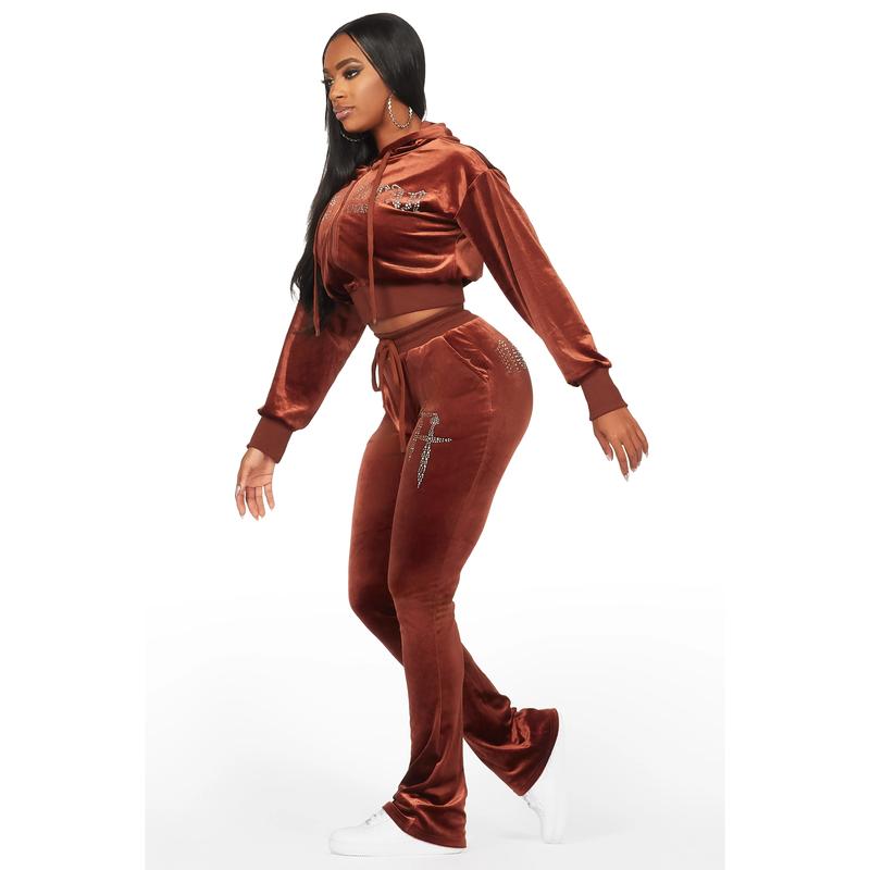 Atalaya Brown Stacked Velour Trackset