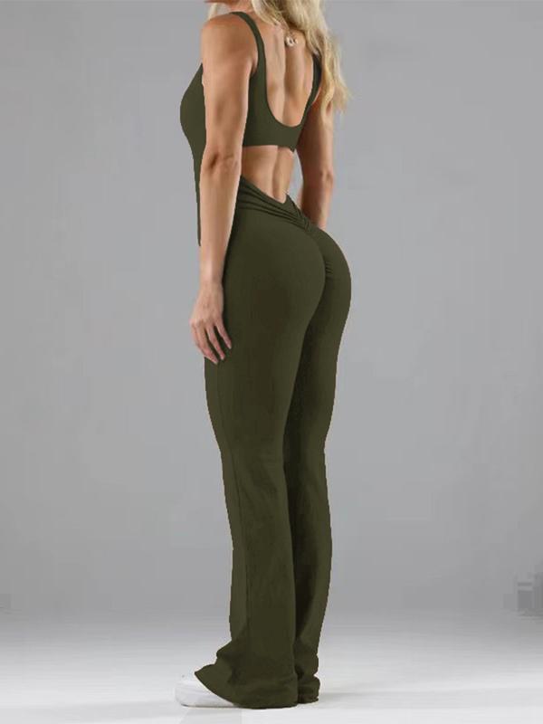Scrunch Bodysuit for Women, Summer Tummy Control Sleeveless Backless V Back Waist Scrunch Butt Lift Yoga Unitard Jumpsuit leggings