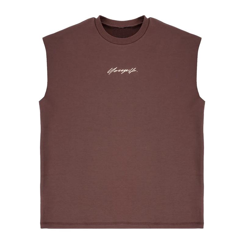 YOUNGLA Gym Sports Fitness Men's Tank Top Cotton round neck oversized sleeveless T-shirt Outdoor Basketball Training Tank Top