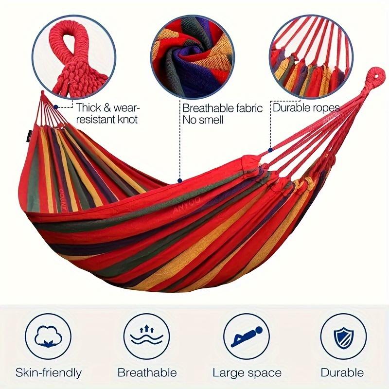 1 Piece Portable Camping Hammock with Carry Bag and Tree Strap-Supports up to 330 Lbs, Anti-Roll Design, Comfortable to Sleep, Perfect for Outdoor Travel, Indoor Patio and Backyard Camping (74.8X31.5 Inches)