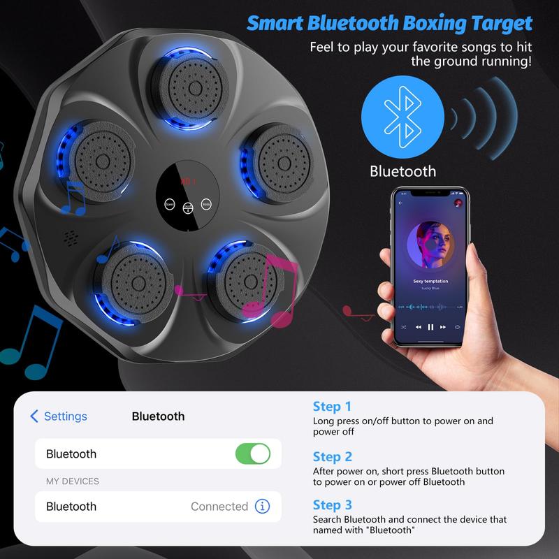 Music Boxing Machine with Boxing Gloves, Wall Mounted Smart Bluetooth Music Boxing Trainer, Electronic Boxing Target Workout Punching Equipment for Home, Boxing Equipment,Gym Equipment,Music Boxing Machine for Adults,Music Boxing,Music Punching Machine