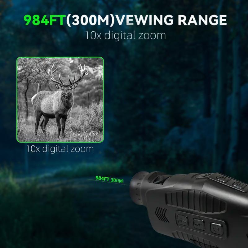 USB Rechargeable Infrared Zoom Night Vision Goggles, Outdoor Camping Telescope, Long Standby Telescope for Cave Exploration